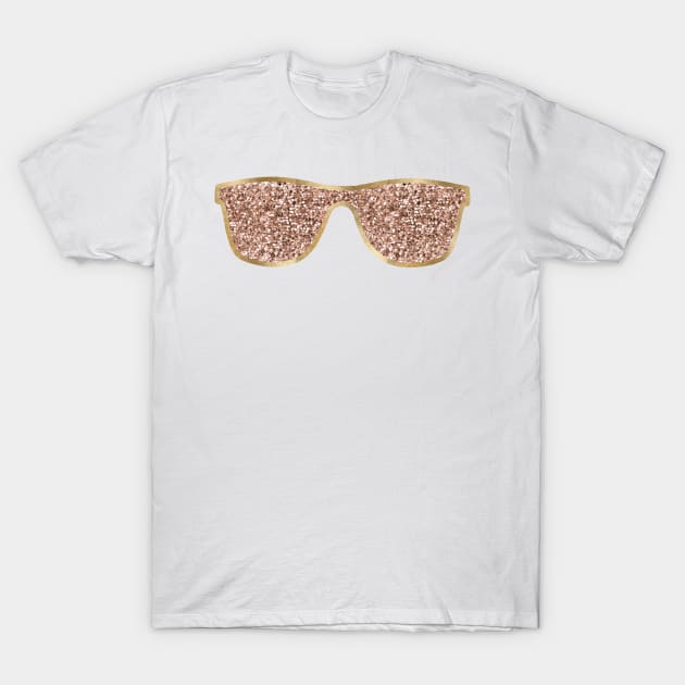 Sunglasses - rose gold glitter T-Shirt by RoseAesthetic